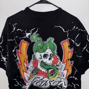 Black Graphic Tee with Skull and Snake Design